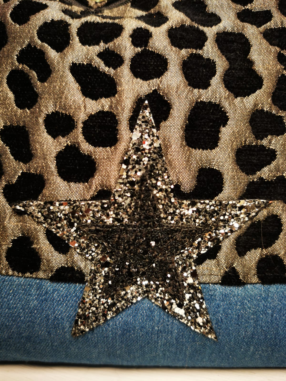 Sac bandoulière jean & jacquard – Image 3