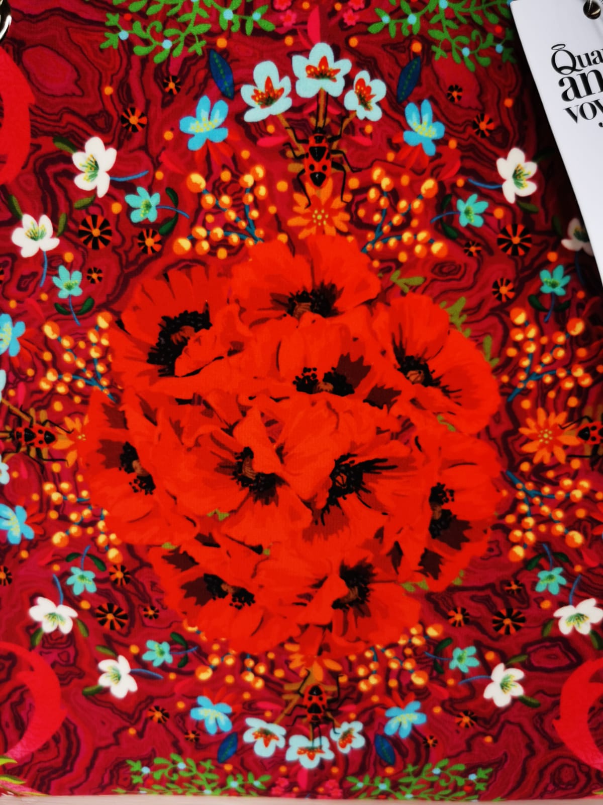 Sac cabas matières différentes dans les tons de rouge et de bleus – Image 2