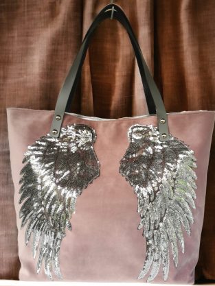 Sac cabas ailes sequins en velours