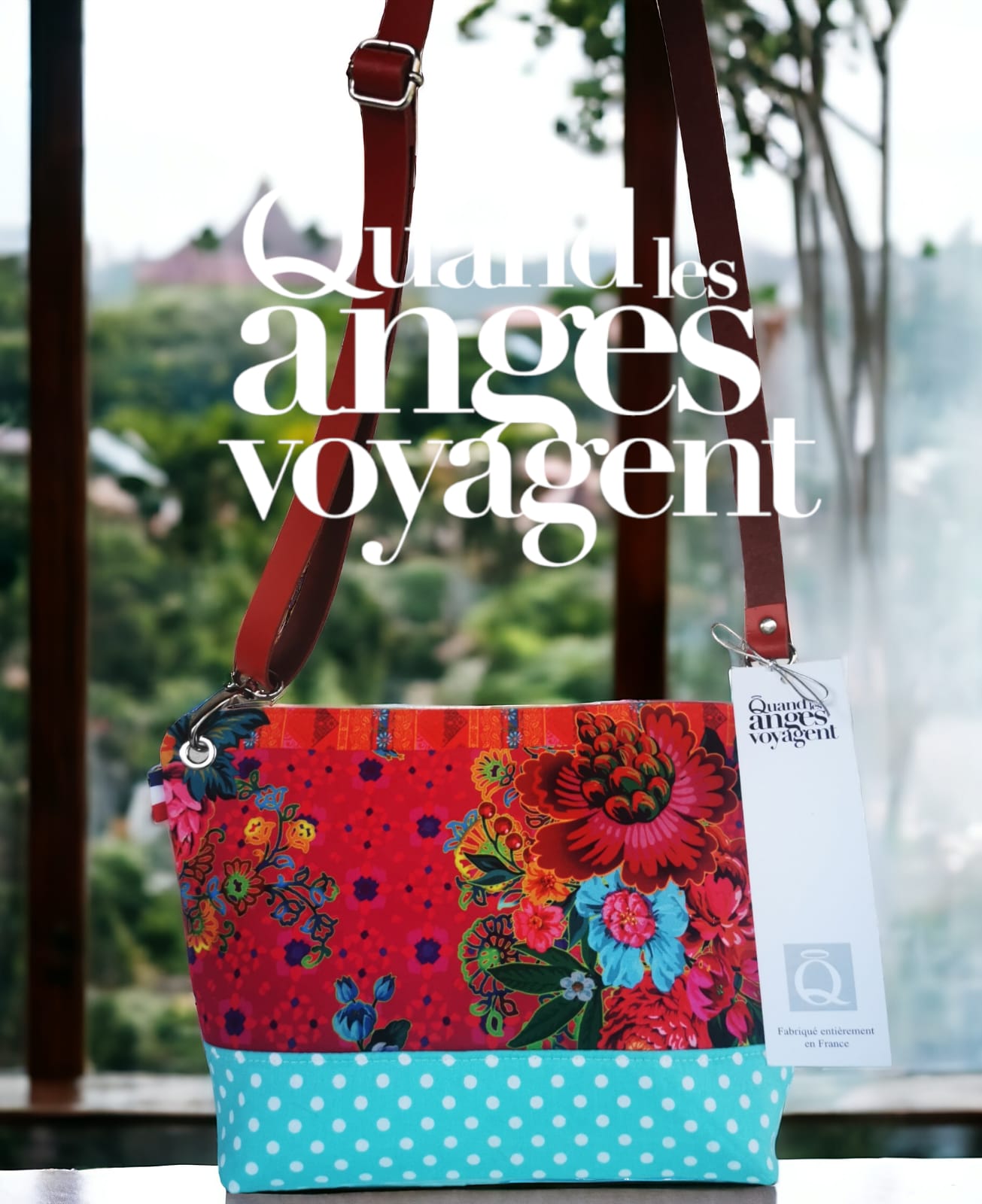 Sac bandoulière en velours et coton